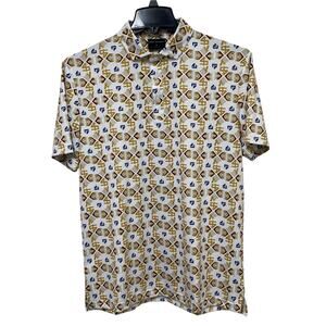 Fore Fathers Golf Polo Mens M White Novelty Print Stretch Shirt